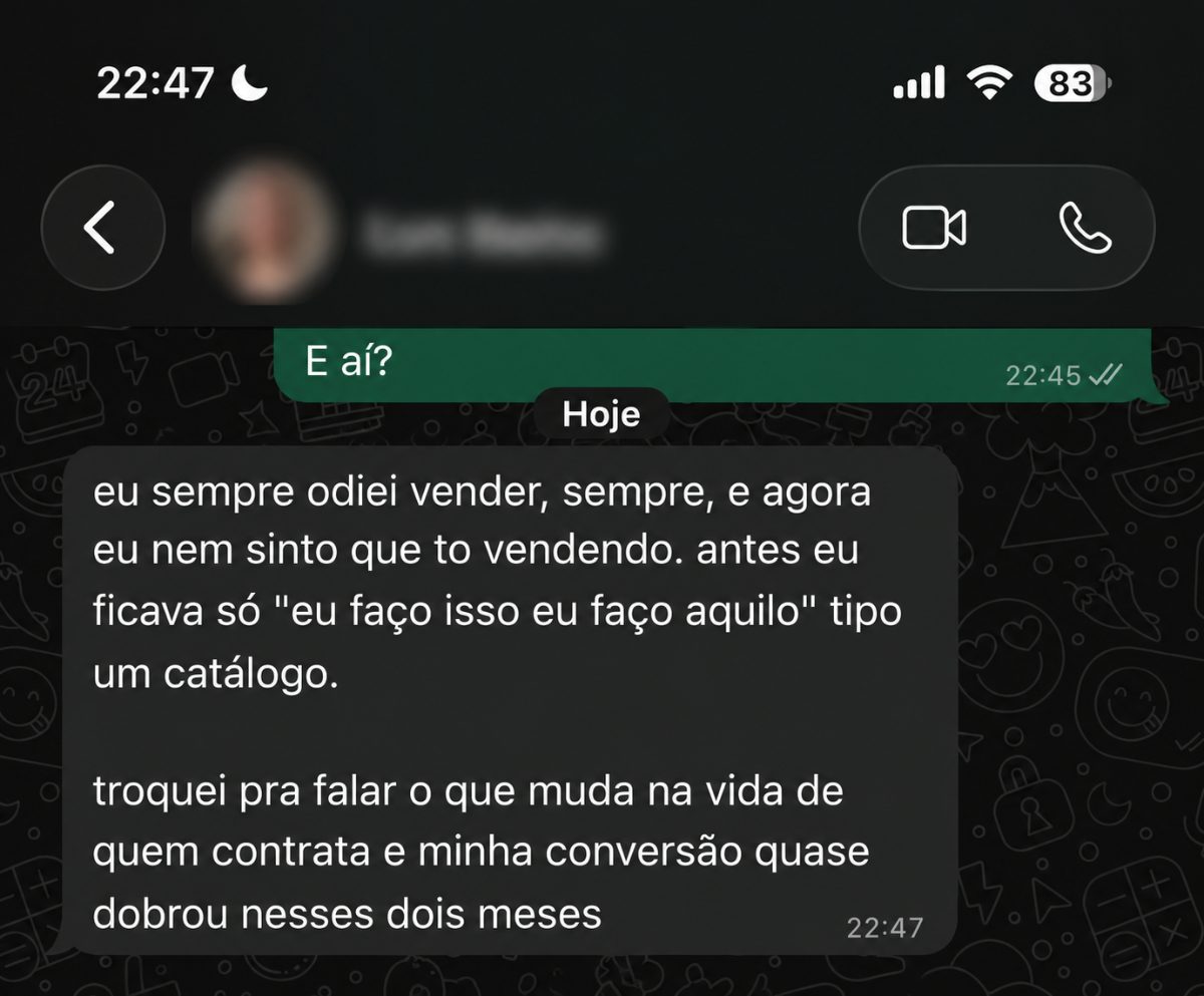 Depoimento de cliente — WhatsApp